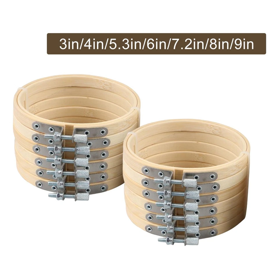 12 Pieces Bamboo Hand Embroidery Hoops Circle Embroidery Rings for Art Craft - Image 1 of 1