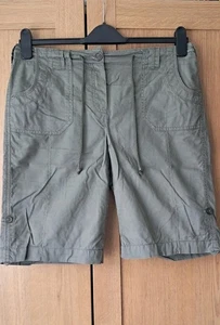 Womens Bhs Khaki Green cargo Cotton Shorts Size 10-12 Waist 82cm - Picture 1 of 8