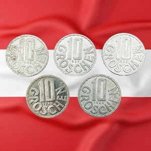 Lot of 5 Austria 10 Groschen Coins- 1950s & 1960s Dates - Combined Ship - Picture 1 of 2