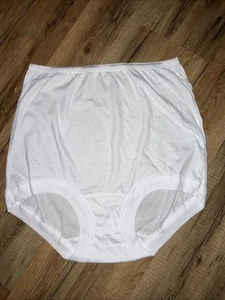Vintage UNTERSTRICH SLIP weich dünn WEISS BAUMWOLLE STRICK Oma Höschen BEINBAND Gr. 7/L - Bild 1 von 6