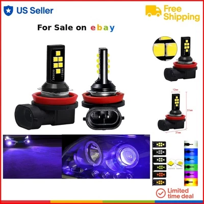 LED Fog Light Bulb 2x SMD 3030 Bright 8000K Daytime Running Purple For Vehicles - Image 1 of 4