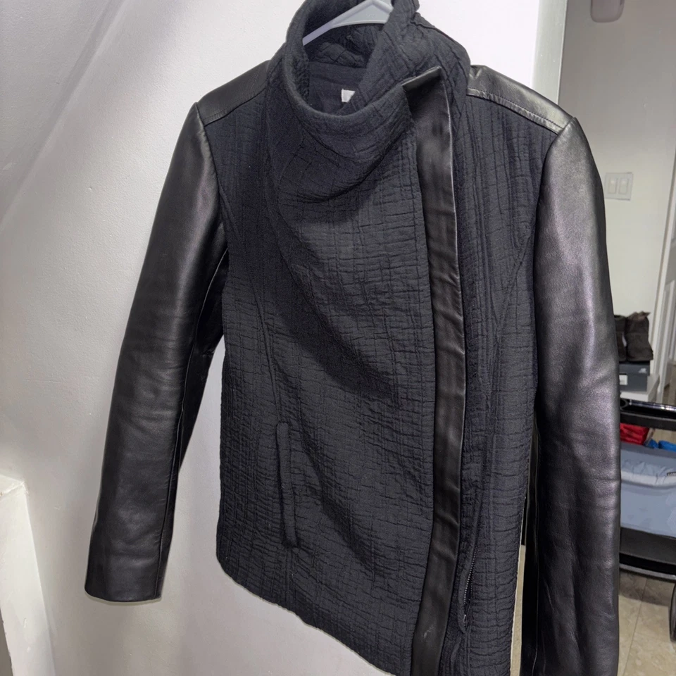 Helmut Lang толстовка рукава кожаные куртки черный размер P XS сделано в США - Изображение 1 из 4