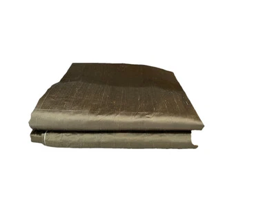 Antique Drapery Made In India 100% Silk Bronze Colored Long Drapes 2 Panels  - Image 1 of 4