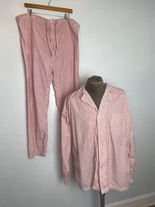 Men’s Vintage Red and White Striped Cotton Pajamas 1950s XL Large - Picture 1 of 13