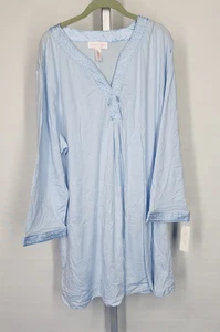 Camisón para mujer Oscar de la Renta de algodón AS IS - talla 2X azul pálido nuevo - Imagen 1 de 6