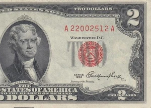 1953 UNITED STATES TWO DOLLARS $2 "A" (( aUNC )) - Picture 1 of 6