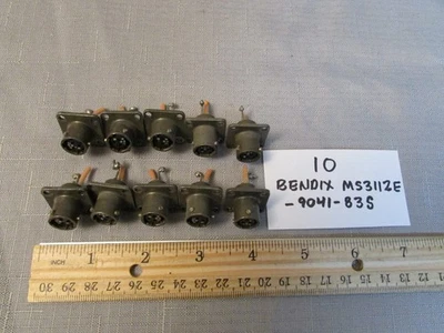 (10) Circular Connectors Bendix MS3122E-9041-83S Panel Mount 3 Pins Each - Image 1 of 2