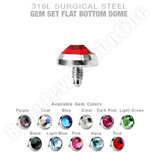 Dermal Anchor Surgical Steel Tops Flat CZ 4mm 14g 316L  - Image 1 of 1