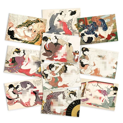 Shunga Erotic Japanese Art Postcards Card 10 Set Hokusai Octopus Ukiyo-e Cards - Image 1 of 4