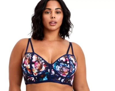 Torrid Curves Bra 2 2X 18-20 Blue Floral Simply Mesh Strappy Underwire Feminine - Image 1 of 4