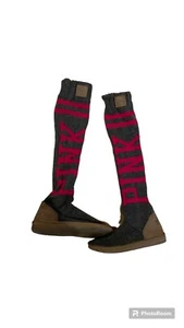 Victoria Secret ROSA Suéter Hasta la Rodilla Zapatilla Mukluk Botas Gris Rosa Talla 7 8 M - Imagen 1 de 7