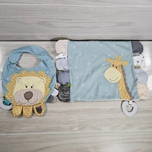 Demdaco Giraffe Baby Lovey & Lion Bib Lot of 2 Security Blanket Tags Crinkle - Picture 1 of 9