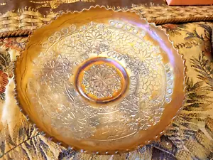 Antica calendula Fenton ~ ciotola in vetro carnevale catena di foglie~margherita e cavo - Foto 1 di 5
