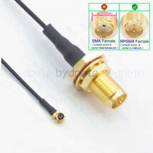 RP-SMA female Hex 11mm bulkhead waterproof to u.FL UFL IP-X Coax Pigtail cable - Picture 1 of 12