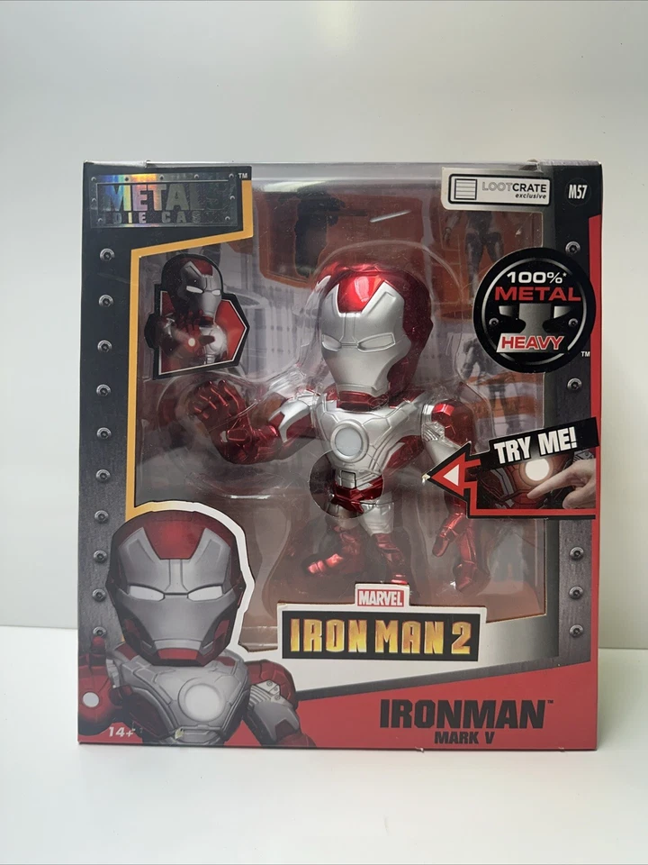 Loot Crate Metals Die Cast M57 Marvel Iron Man 2 Mark V Lights up Jada 2016