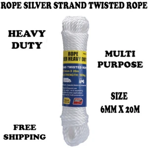Gripwell PP Silver Rope STRAND Twisted 6mm X 20m HEAVY DUTY - Picture 1 of 3