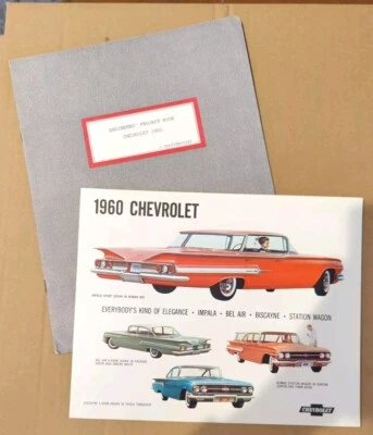 Libro de proyectos Chevrolet Engineers 1960 raro Bel-Air Corvair Sneak Peek Sales Foto 1 de 3