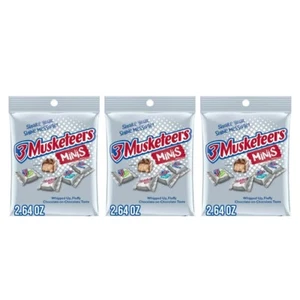 3x 3 Musketeers Mini Classic Milk Chocolate Bars 2.64oz Bags - Picture 1 of 3
