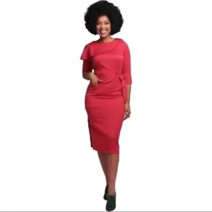 Collectif Vintage Jane Vintage 40s Pencil Midi Dress Red UK Size 14 BNWT - Picture 1 of 2