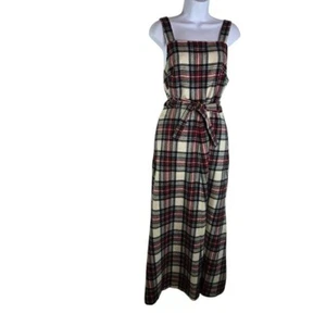 Vtg Lanz Original 1970s pinafore tartan plaid new wool long wrap apron dress 9 1 - Picture 1 of 13
