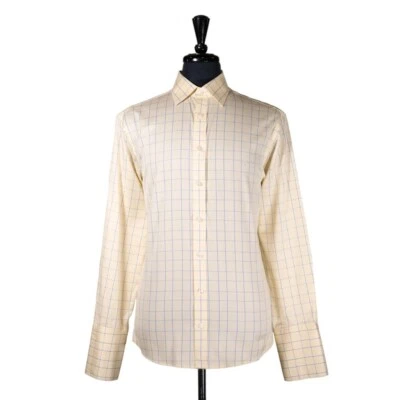 Camisa de vestir Charles Tyrwhitt para hombre 16 34 amarillo azul a cuadros algodón sin hierro Foto 1 de 4