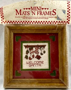 NEW 1989 SHD Welcome Santa K517 Counted Cross Stitch Pattern & Frame Vintg 16794 - Picture 1 of 2