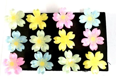 FLOWER COLORFUL BIG Push Pins - Set Of 12 Handmade Decorative Office Memo - Image 1 of 2