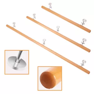 Wall Mounted Stair Handrail Beech Wooden Staircase Rail Banister w/ Brackets Kit - Picture 1 of 12