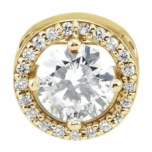 Forever One Moissanite & .06 CTW Diamond Pendant In 14K Yellow Gold - Picture 1 of 2