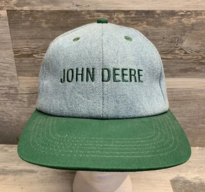 Vintage JOHN DEERE Snapback Trucker Hat Denim Cap K Products Made in the USA - Picture 1 of 6