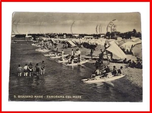 cartolina san giuliano mare spiaggia 1955 viaggiata postcard bianco e nero - Bild 1 von 2