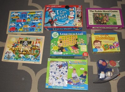 Lote de 8 juegos de mesa y rompecabezas para niños Melissa Doug LeapFrog Curious George Cat en sombrero Foto 1 de 4