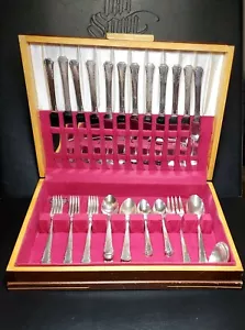 Rogers 1881 DEL MAR Silverplated Oneida Flatware 1939, 54 Pcs Lot Case Inc Rare - Picture 1 of 12
