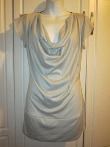 NWT Woman Gray Cowl Neck Flutter Sleeve Top With Black Lace Back Size Small - Picture 1 of 2
