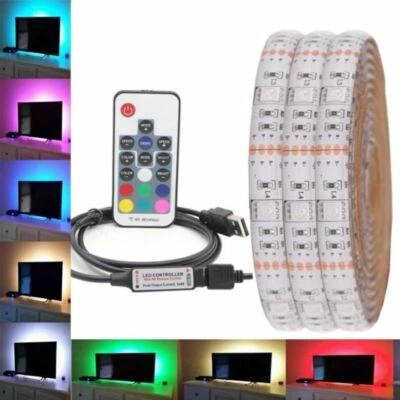 USB DC 5V 0.5M-2M 5050 RGB LED Strip Waterproof LED Light Strips Flexible Tape - Image 1 of 4