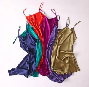 Fine Pure Silk Chemise Nightgown Nightdress Sleepwear Hot Spaghetti Straps Dress - Picture 1 of 22