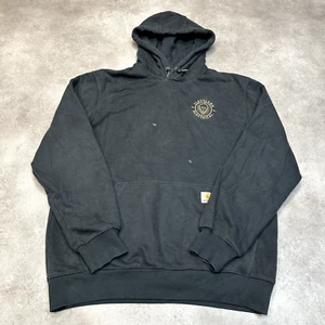 Carhartt Rain Defender Hoodie Mens Large Y2K Pullover Workwear Sweatshirt, Black - Picture 1 of 9