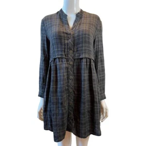 Zara Womans Checked Metallic Thread Dress Flowing Long Sleeve Green Size X-Small - Picture 1 of 7