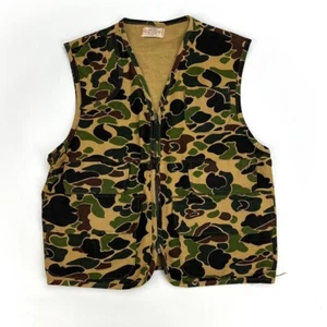 Vintage 1980s SafTBak Hunting Vest Duck Camo Cargo Vest - Picture 1 of 5