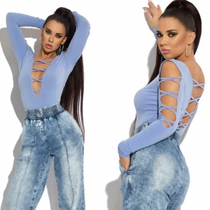 Mexton Damen Body Bodie Bodysuit Pullover Bluse Stringbody Cut Out XS S M - Bild 1 von 2