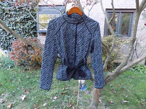 Sandro Sportswear Blazer Zebra Print Jacket Sz L Black Grey Belted Modern Classy - Picture 1 of 8