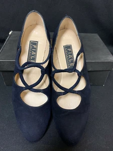Zapatos de vestir planos con correa de gamuza azul Roberto Fia'Le estilo Biker talla 8N - Imagen 1 de 8