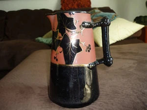 SCHÖNER ANTIKER VITRINENKRUG / AUSGEFALLENE FARBKOMBINATION / GOLDRAND - Bild 1 von 7