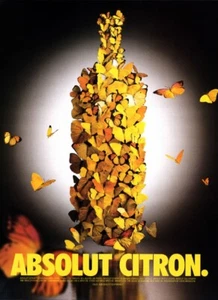 1998 Absolut Citron Butterflies Butterfly 1-page MAGAZINE AD - Picture 1 of 1