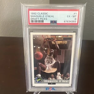1992 Classic Draft Picks #1 Shaquille O'Neal LSU novato de la corte PSA 6 EX-MT - Imagen 1 de 3