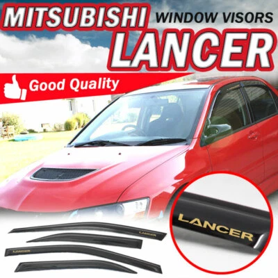 For 02-07 Mitsubishi Lancer Sedan Slim Smoke Window Visors Sun Rain Vents Shade - Image 1 of 4