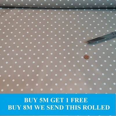 Elegant Small Beige Polka Dot Spot Tablecloth Vinyl Cloth PVC Fabric Material - Image 1 of 3