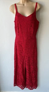Women’s George Size 8 Red Floral Lace Strappy wedding summer Party Jumpsuit - Picture 1 of 4