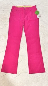 Pantaloni vintage Lilly Pulitzer rosa caldo velluto a coste donna 2 elasticizzati bootcut nuovi con etichette - Foto 1 di 20
