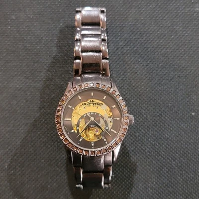 Anne Klein Automatic Watch Skeleton Women's Vintage Black & Gold  Analog 28 mm - Image 1 of 2